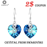 aoboco fine jewerly infinite blue heart drop earrings crystal from swarovski with gift boxes for women girl friend popular