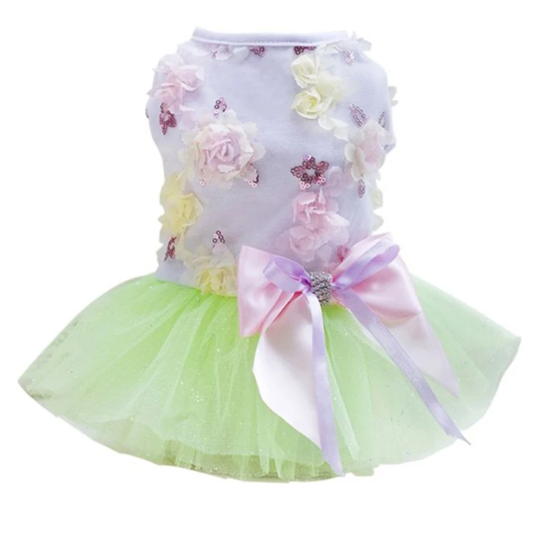 Green Summer Dog Dress Tutu Dress Pet Dog Clothes for Small Dog Wedding Dress Skirt Puppy Clothing Spring Pet Clothes Chihuahua Yorkie - Цвет: Green