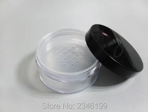

30G Powder Case with Sifter Mesh, Black Color Empty Plastic Powder Jar, Cosmetic Skin Care Packing Box, 20pcs/lot