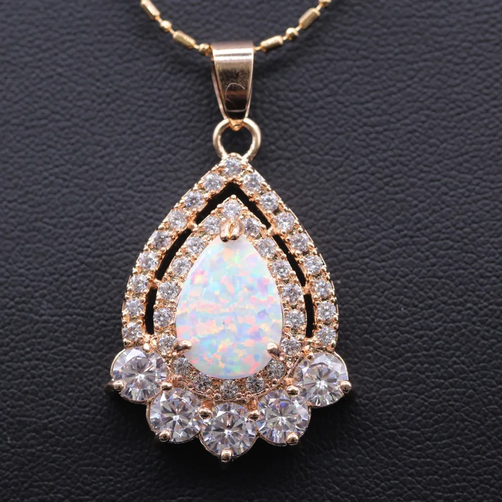 Elegance White Opal With Zircon Set Gold Jewelry Ladies Anniversary Gift Ring Earrings Necklace | Украшения и аксессуары
