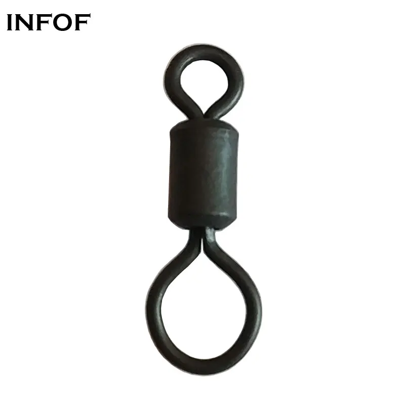 

INFOF 200 шт. аксессуары для ловли карпа, рыболовные Вертлюги с длинным корпусом, матовый черный разъем для ловли карпа 17 мм, рыба