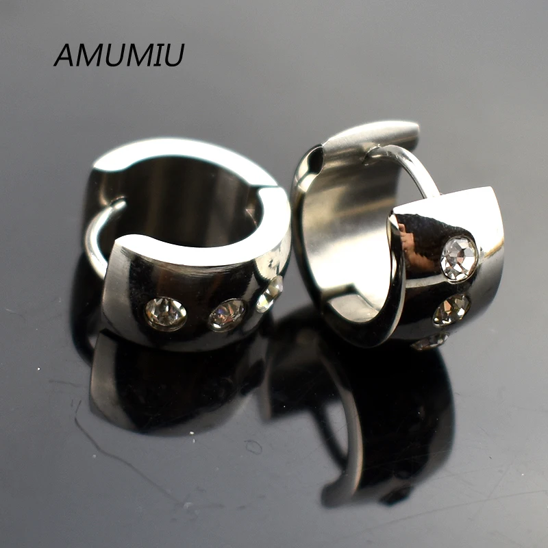 

Серьги-гвоздики AMUMIU из титановой стали для мужчин и женщин, модные ювелирные украшения с круглыми кристаллами 2017 HZE024