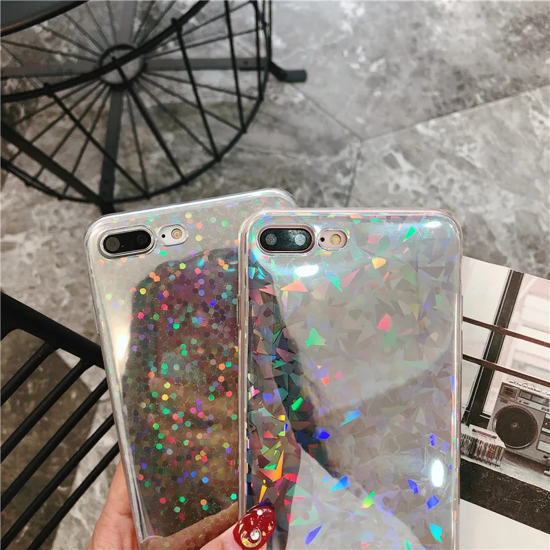 Ainike Радужный лазерный Блестящий Мягкий чехол для телефона из ТПУ iPhone X 5S 5C SE 6s Plus