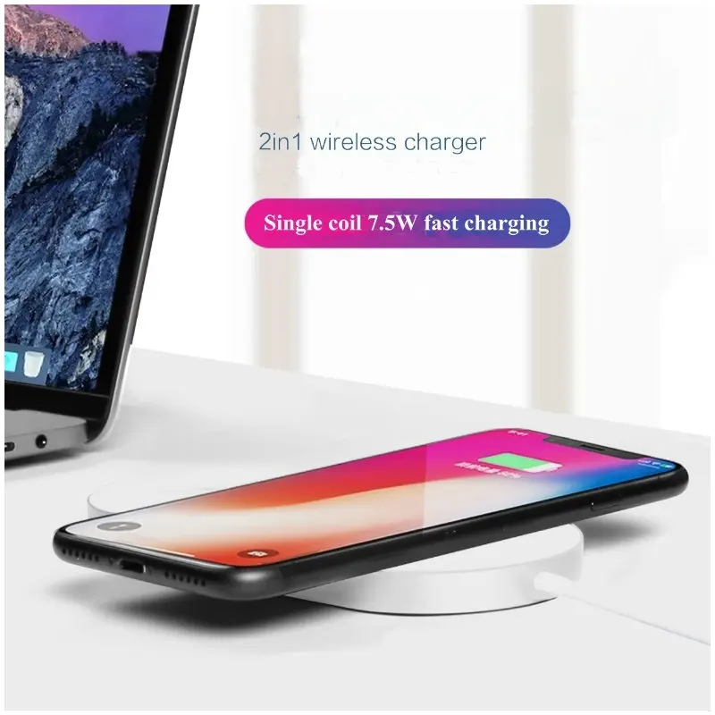 Беспроводное зарядное устройство EKSLEN Qi 2 в 1 для apple watch iwatch series 3/2 Iphone X 8 plus Samsung