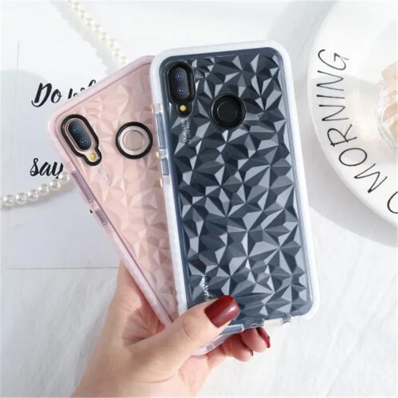 P20 lite Pro 3D Diamond Luxury Crystal Soft Silicone Phone Case For Huawei Glitter Rhombic Cover |