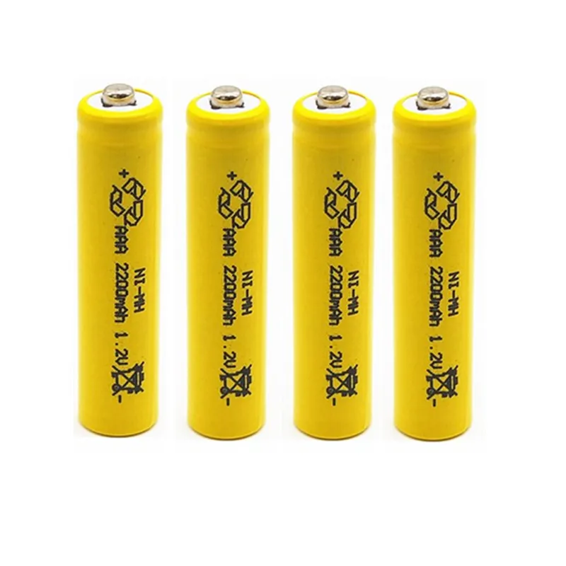 Желтый 4X2200 mAh Ni MH AAA аккумулятор 1 2 V аккумуляторные батареи Бесплатная