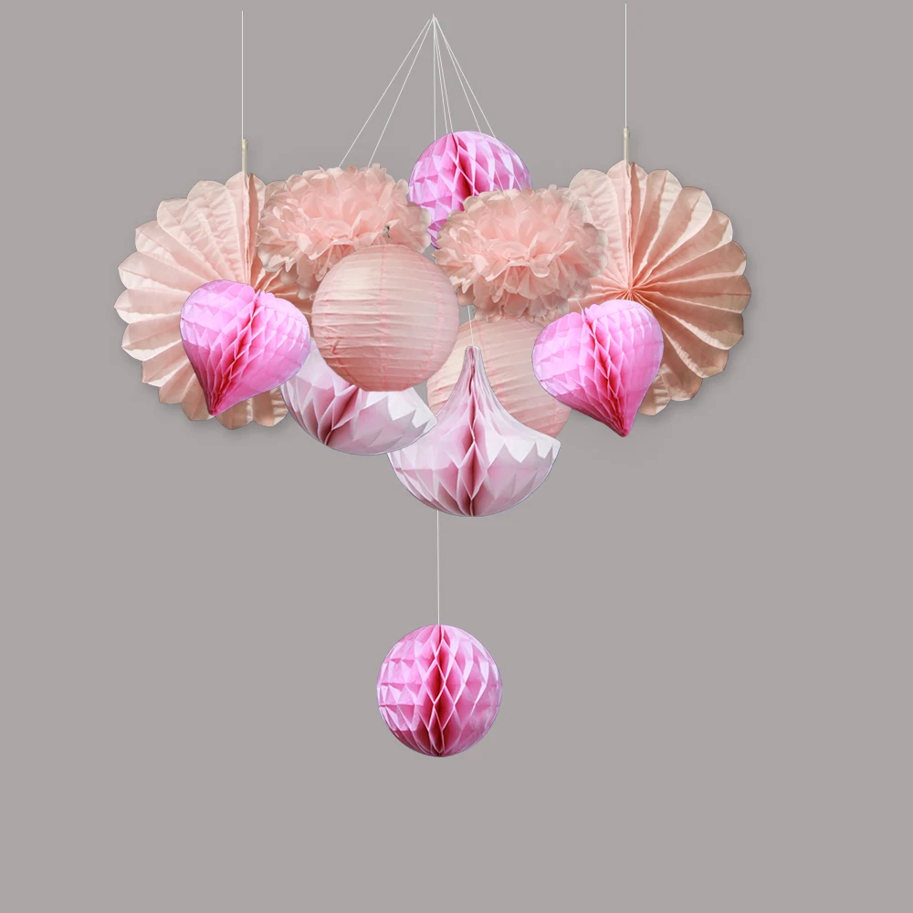 Розовый оттенок 6 шт смешанный и сочетающийся набор бумажных украшений (сотовый