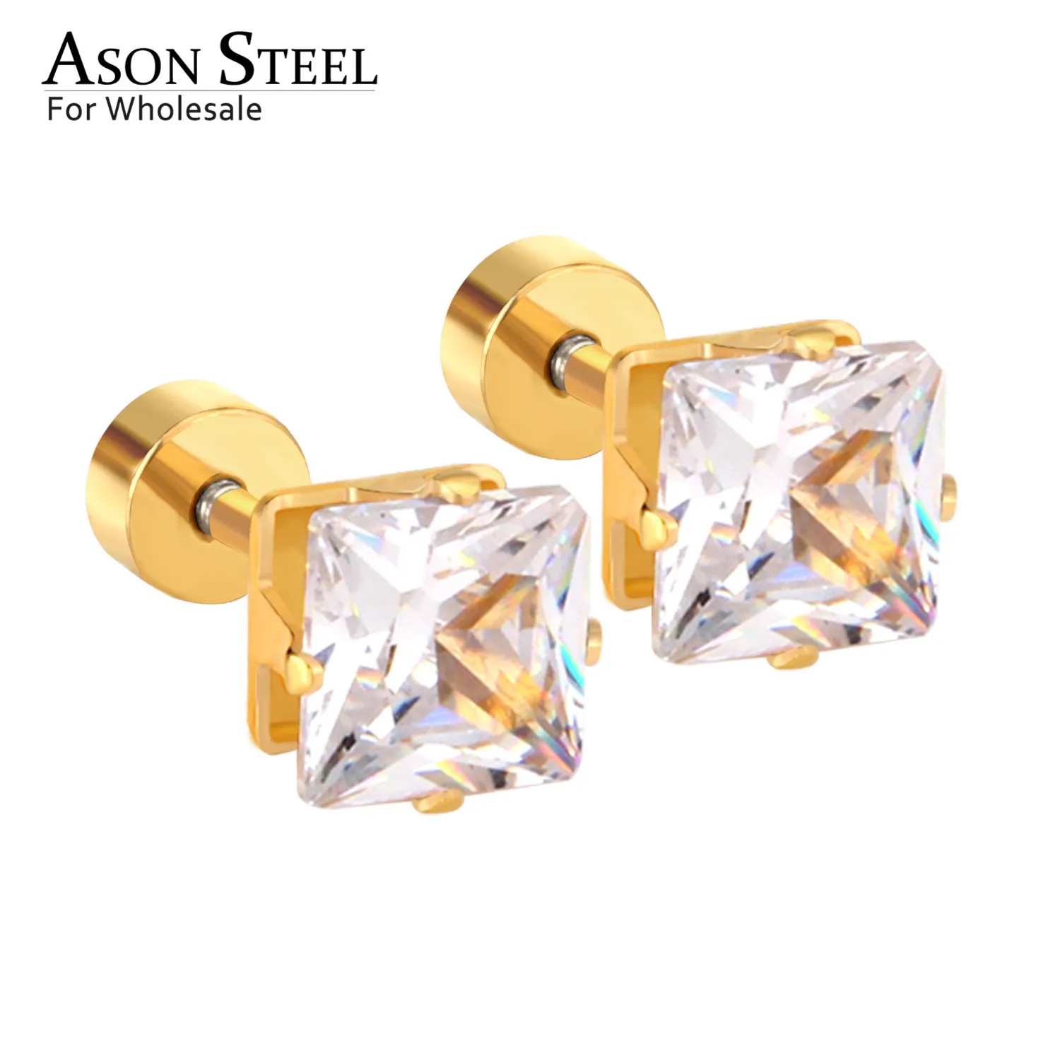 ASONSTEEL 6 мм 316L квадратная нержавеющая сталь AAA CZ ювелирные изделия серебряный цвет