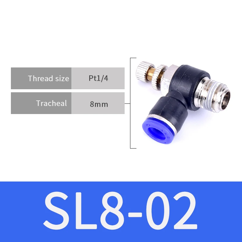 SL8-02 1 шт. газовый ограничительный клапан для воздушного потока Быстрый фитинг SL 4 мм 6 мм 8 мм 10 мм 12 мм шланг для воздушного фитинга 1/" 1/8" 3/" 1/2" BSPT контроллер - Цвет: SL8-02