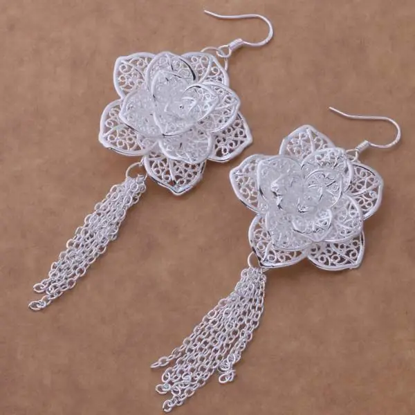 Оптовая продажа Бесплатная доставка посеребренные серьги для женщин серебряные