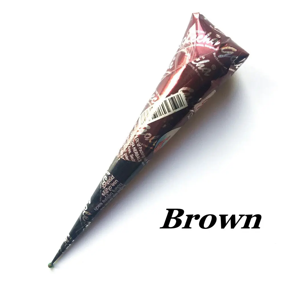 1PCGGGBrown Нетоксичная натуральная краска для тела коричневого цвета, хна-паста, индийская хна Менди, хна-крем, конус, сексуальная девушка, рисунок, этнический макияж для трафарета - Цвет: 1PCGGGBrown