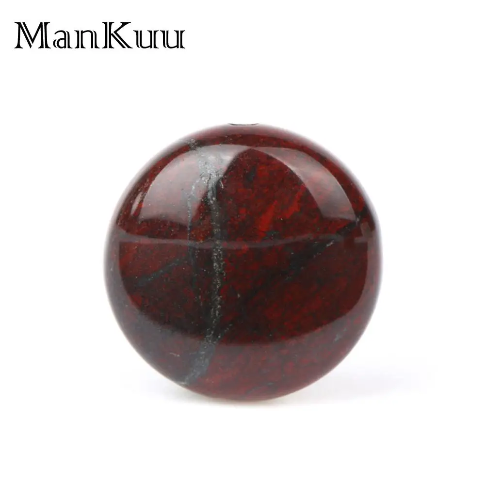 Mankuu 14 мм плоский круглый красный камень Гладкий темно-красный узор натуральный