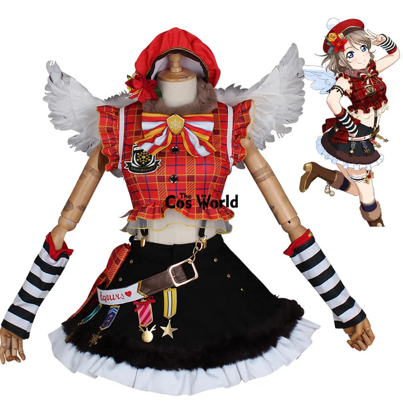 

Love Live Sunshine Watanabe You Christmas XMAS Choir Short Sleeve Tops Dress Uniform Outfit Anime Cosplay Costumes