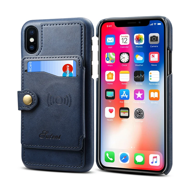 Blue Роскошный кожаный чехол-кошелек для iPhone 6, 6s Plus, 7, 8 Plus, чехол с магнитной застежкой, автомобильный чехол для телефона, для iPhone 7, 8, X, XR, XS Max - Цвет: Blue