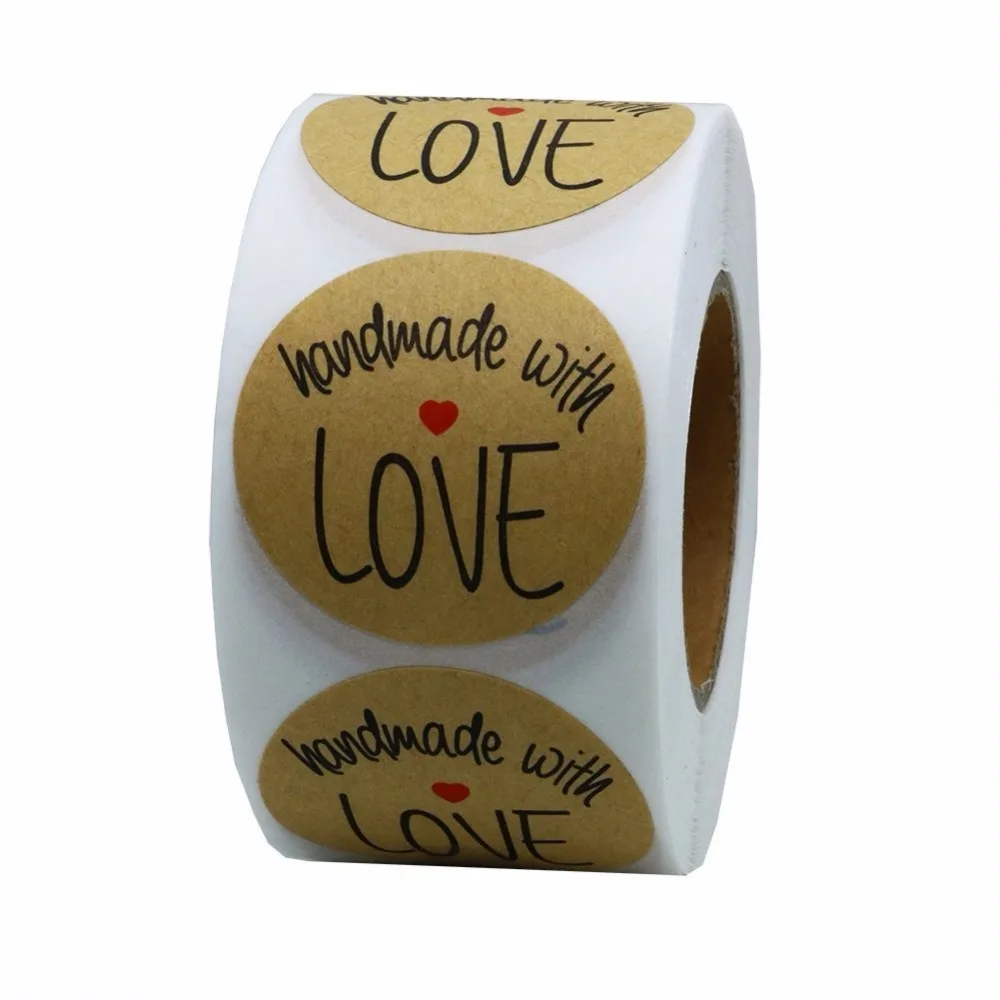 

500 Hand made with Love Thank you Stickers Seals Scrapbook DIY Craft 1" Lables