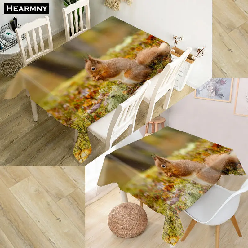 HEARMNY белка скатерть 3D Оксфорд ткань квадратный/прямоугольный пылезащитный Стол Крышка вечерние домашний декор покрытие для телевизора - Цвет: 19