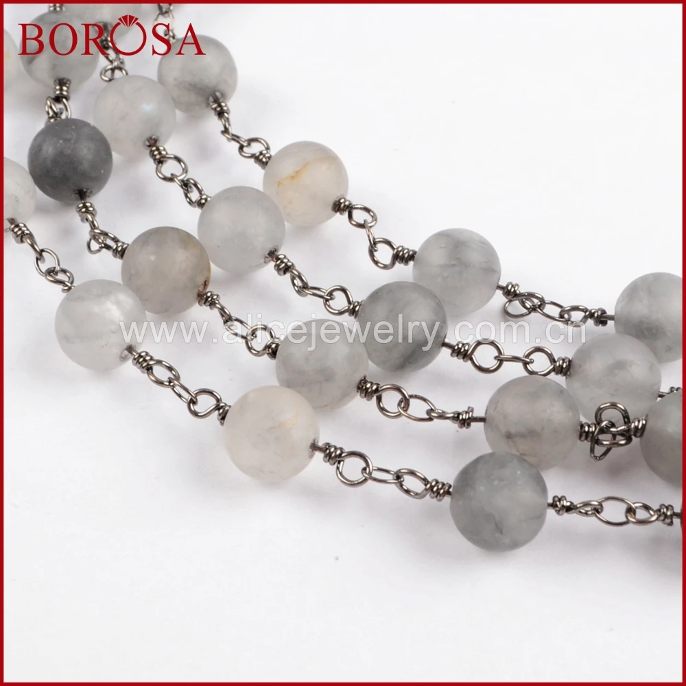 Цепочка Из Бисера BOROSA золотистая цепочка из матового серого агата с ограненными