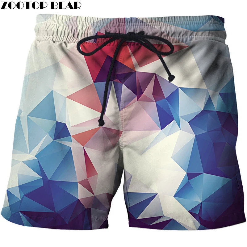 

2019 Geometry Men T-Short Straight Short Quick Dry Pants 3D print Bodybuilding Breathable Fitness Male Summer Surfing Beach