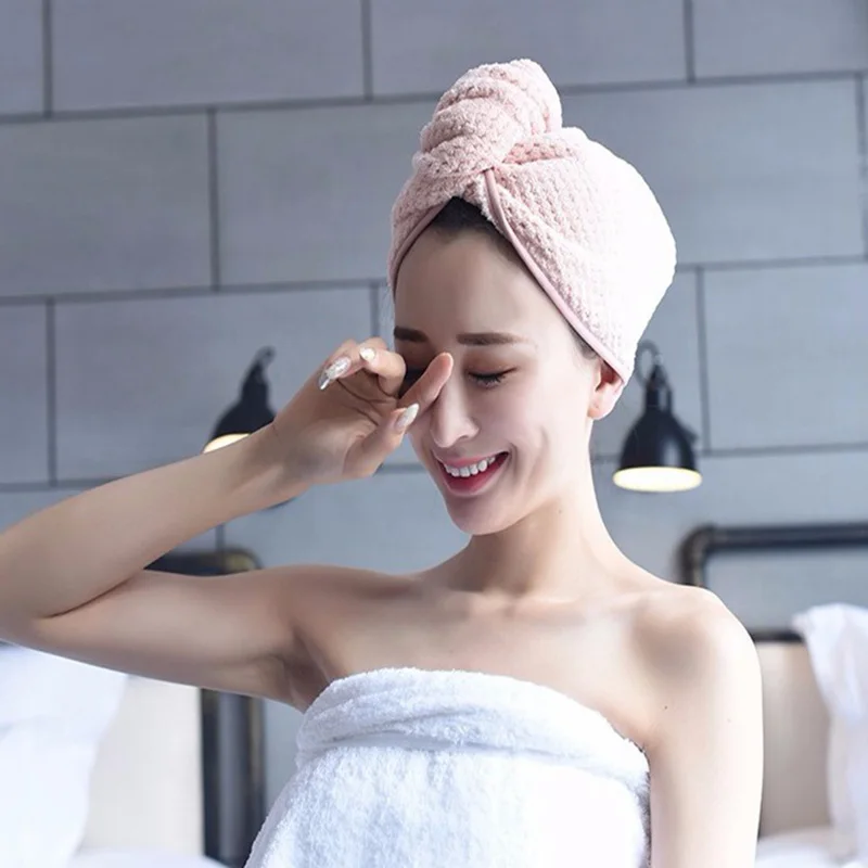60*40cm Coral Velvet Dry Hair Bath Towel Lady's Magic Quick Towels Drying Head Wrap Hat Salon Cap Hari | Дом и сад