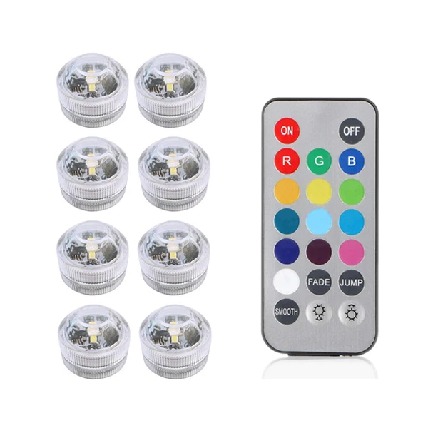 8 lamp 1 controller IP68 Водонепроницаемый погружной светодиодный светильник для подводного плавания на батарейках RGB ночной Светильник для аквариума, бассейна, свадебной вечеринки - Испускаемый цвет: 8 lamp 1 controller