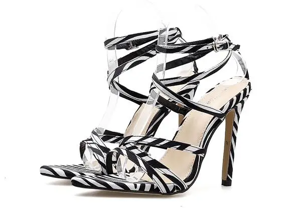 Женские босоножки с леопардовым принтом зебры женская летняя обувь zapatos mujer