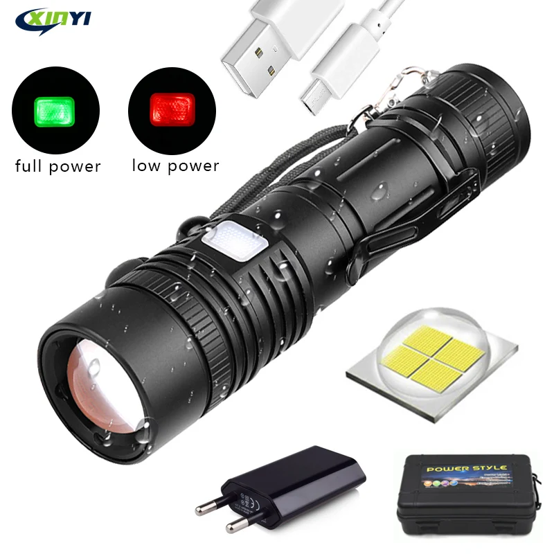 60000LM фонарик XHP50 светодиодный USB Перезаряжаемый фонарь Zoom T6 с батареей