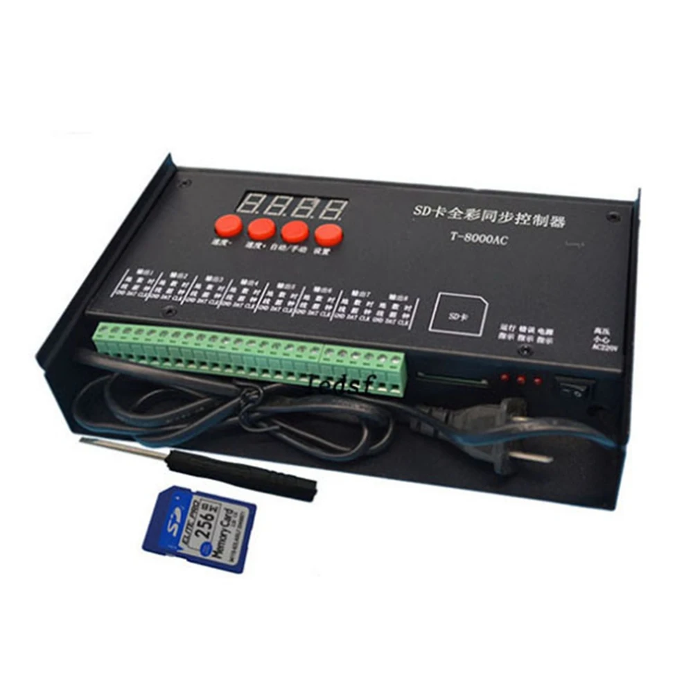 T-8000AC T8000 SD карта RGB светодиодный контроллер пикселей для WS2801 WS2811 LPD8806 Светодиодная лента Макс. 8192 пикселей AC110-240V - Цвет: T-8000AC