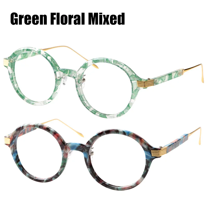 Green Floral Mixed SOOLALA TR90, круглые очки для чтения, женские и мужские, дешевые очки для чтения, прозрачные линзы, высокое качество, очки по рецепту+ от 0,5 до 4,0 - Цвет оправы: Green Floral Mixed