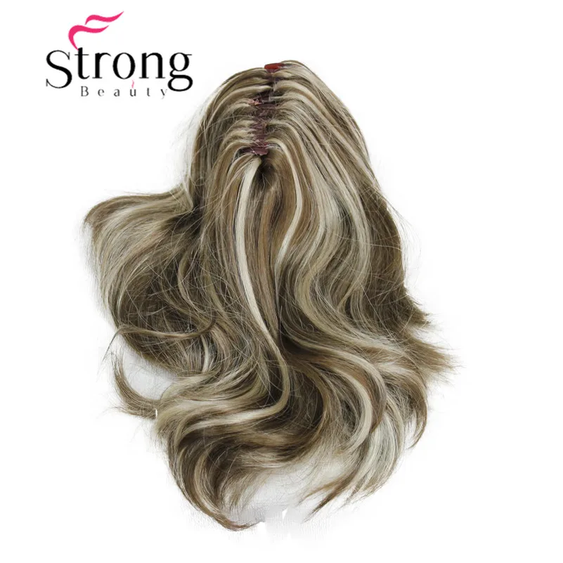 StrongBeauty, 12 дюймов, двойное использование, волнистый стиль, зажим в коготь, конский хвост, наращивание волос, блонд, синтетические волосы с зажимом челюсти/коготь