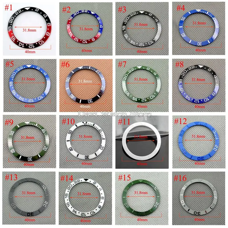 

40mm black blue white green Ceramic/Titanium Bezel insert for 43mm Automatic men's watch