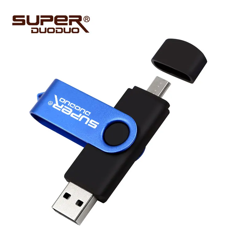 2 в 1 OTG USB флеш-накопитель вращающийся флеш-накопитель 8 ГБ 16 ГБ USB 2,0 U диск 32 Гб 64 Гб 128 ГБ Флешка USB карта памяти с кольцом для ключей