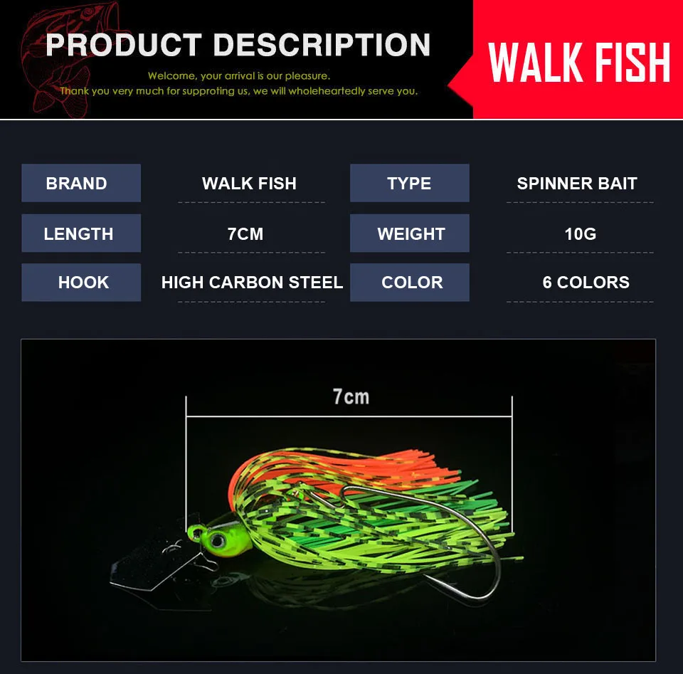 WALK FISH 1 шт. приманка для рыбалки Buzzbait воблер болтовня приманка для ловли карпа с плавательным Джигом лезвия Pesca