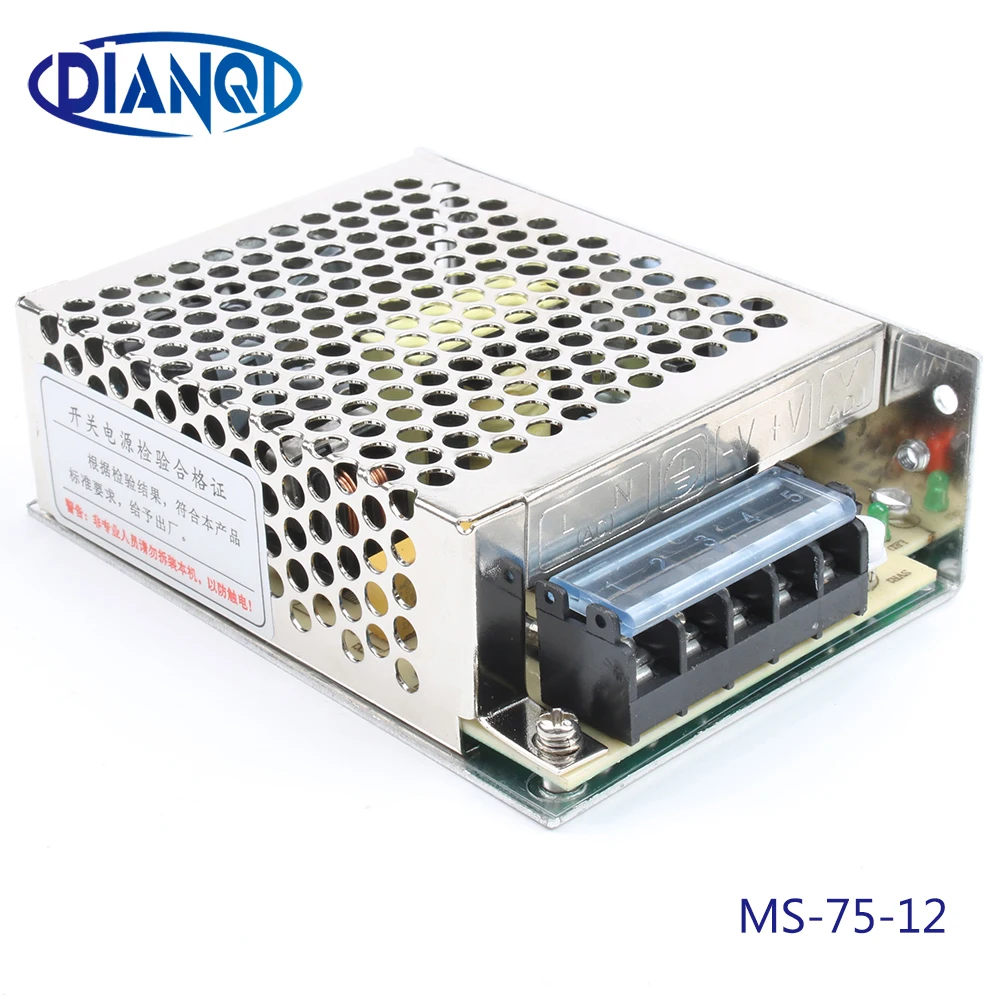 DIANQI высокое качество питания 75 Вт 12 В 6.3A блок в мини размер din led ac dc конвертер ms 12|ac