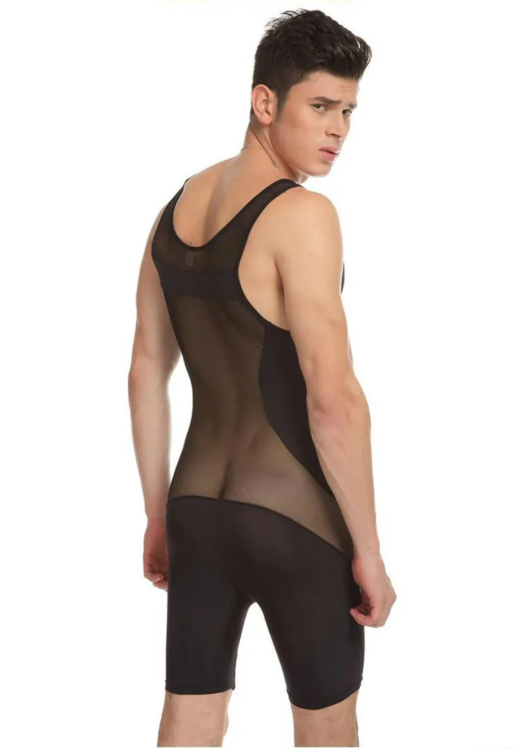 Комбинезон мужской тонкий прозрачный пикантное нижнее белье для похудения