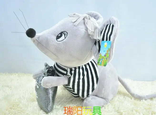 Игрушек! Супер милая плюшевая игрушка мышь любовь рис мультфильм полосатая