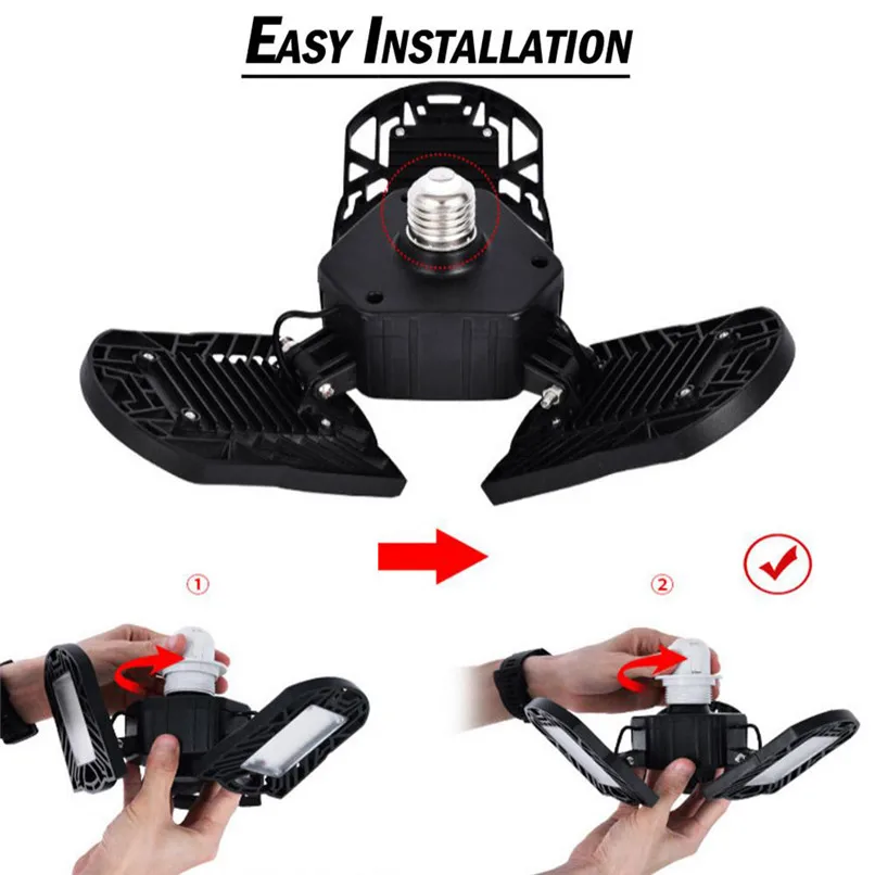 6000лм светодиодный деформируемый светильник для гаража с датчиком движения