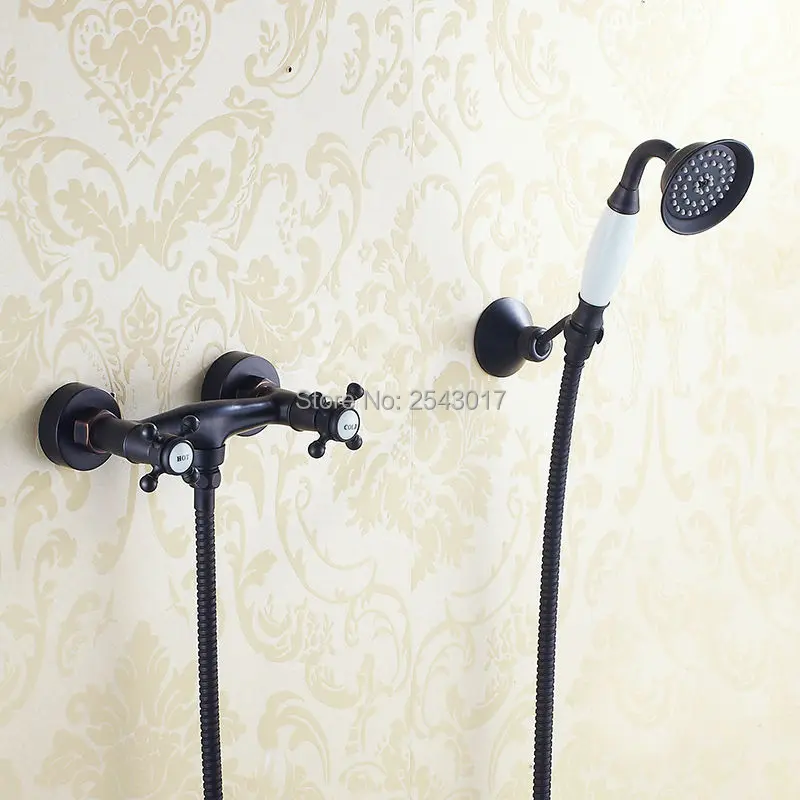 Черный бронзовый смеситель для душа ванной комнаты настенный благородное