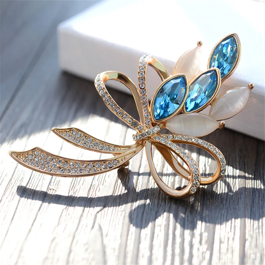 Rhinestone crystal flower brooch safety pin jewelry fashion womens broches bow brooches for women trending products 2018 | Украшения и