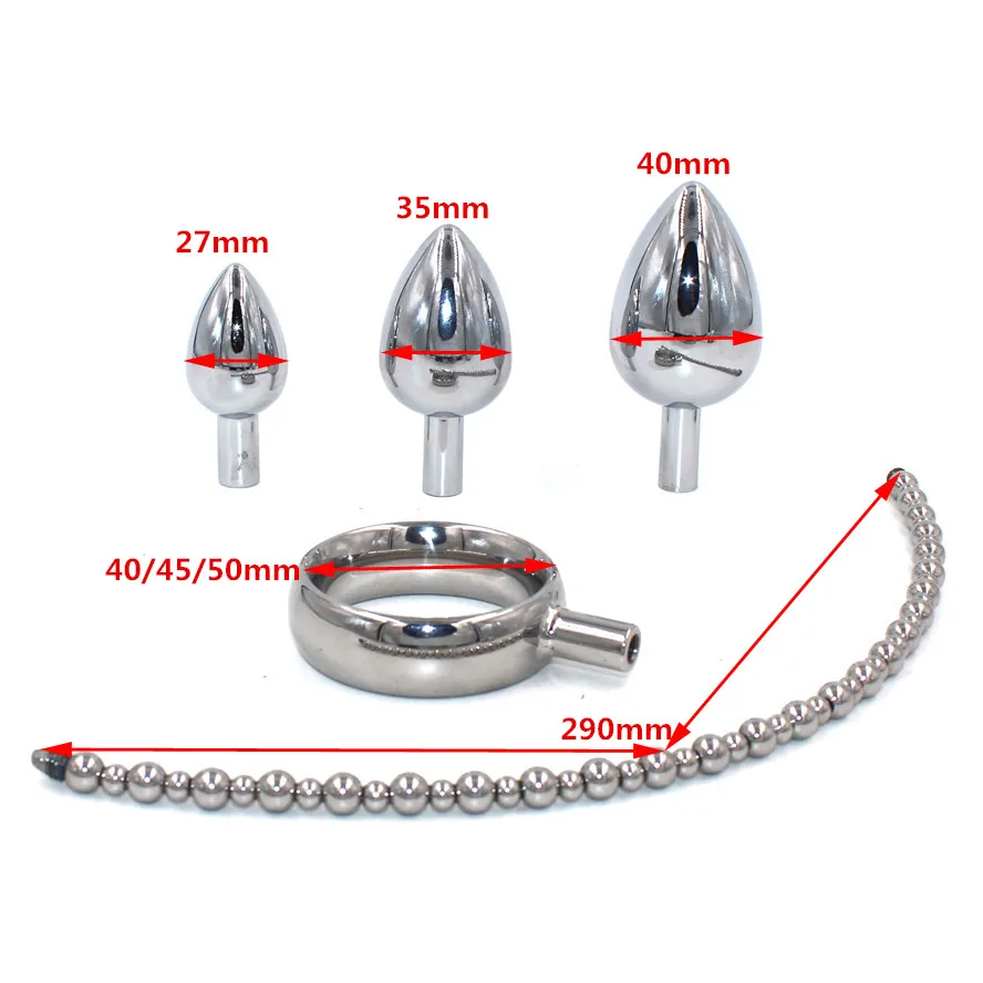 Cock Ring Anal Plug Sex Toys Metal Butt Male Prostate Stimulating Penis Strap On 3 Plugs Chastity Drop shipping | Красота и здоровье