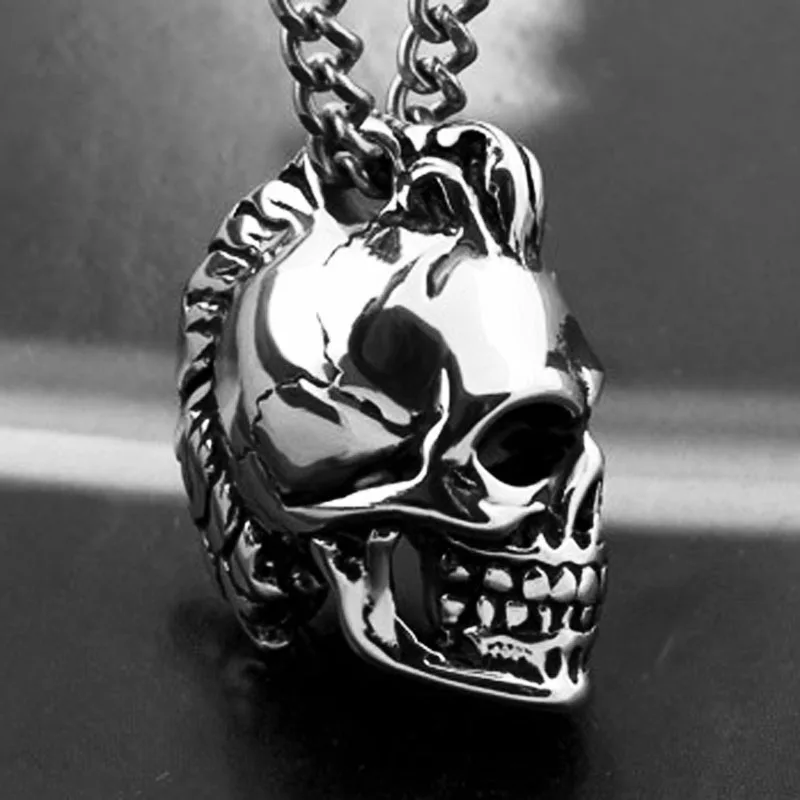 Мужское готическое ожерелье с подвеской в виде черепа из нержавеющей стали стиле