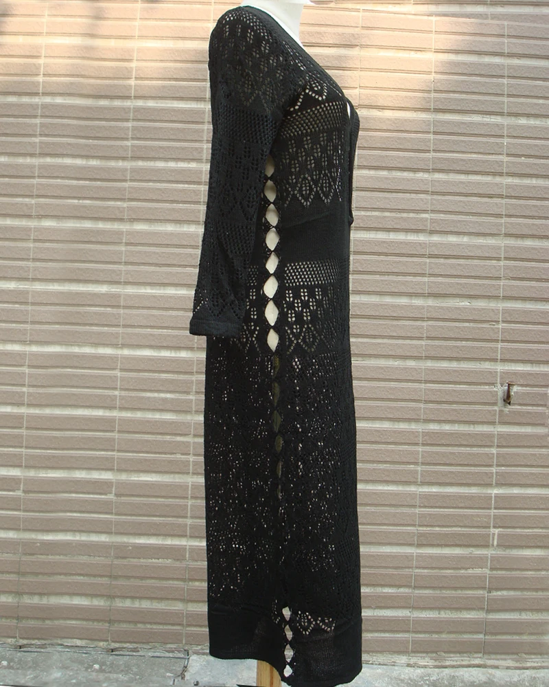 Вязаный длинный пляжный накидка, халат de Plage Sarong, купальный костюм, накидка Vestidos de Плайя, Пляжная туника сексуальная макси пляжное платье
