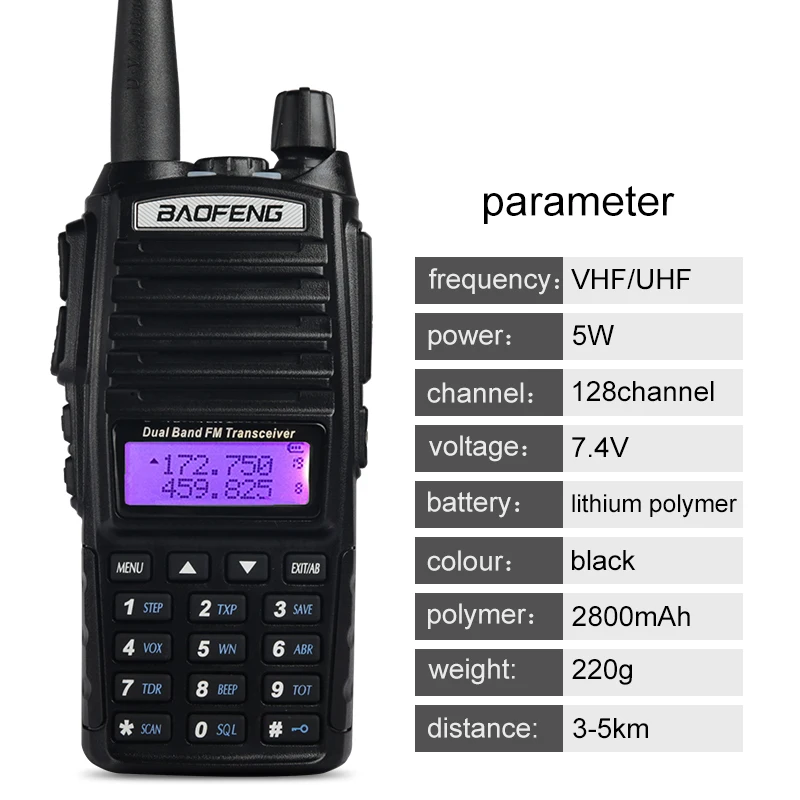Рация BaoFeng UV-82 Двухдиапазонная 136-174/400-520 MHz FM Ham двухстороннее радио, приемопередатчик, рация