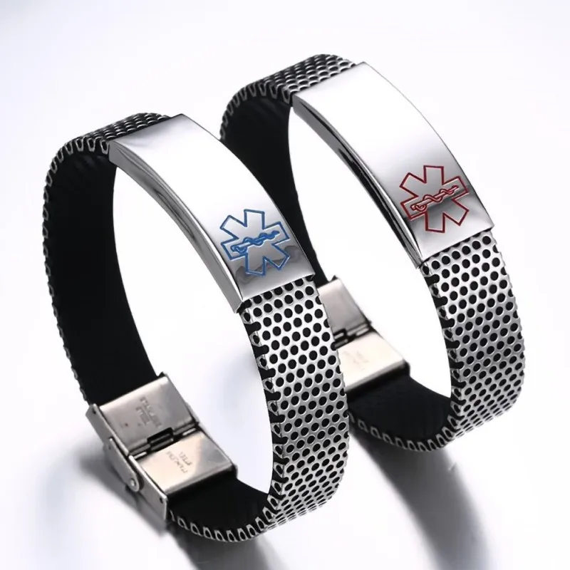 Moresave PACEMAKER Mens Medical Alert ID Bracelets Black Stainless Steel Pain Relief Energy Emergency Reminder Smart