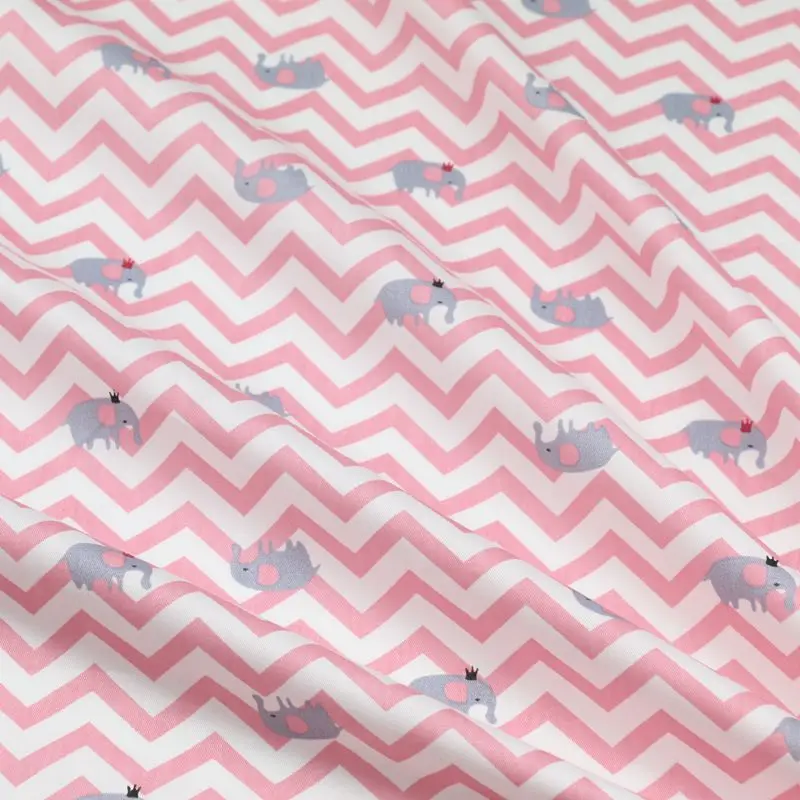 Желтый розовый синий волнистый рисунок слона 100% саржевая хлопковая ткань сделай