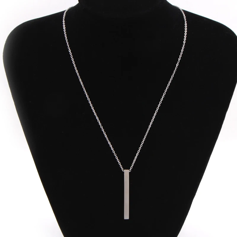 4.5cm Long Stainless Steel Solid Blank or Personalization Customization Bar Disc Necklace Engraved Name Photo | Украшения и