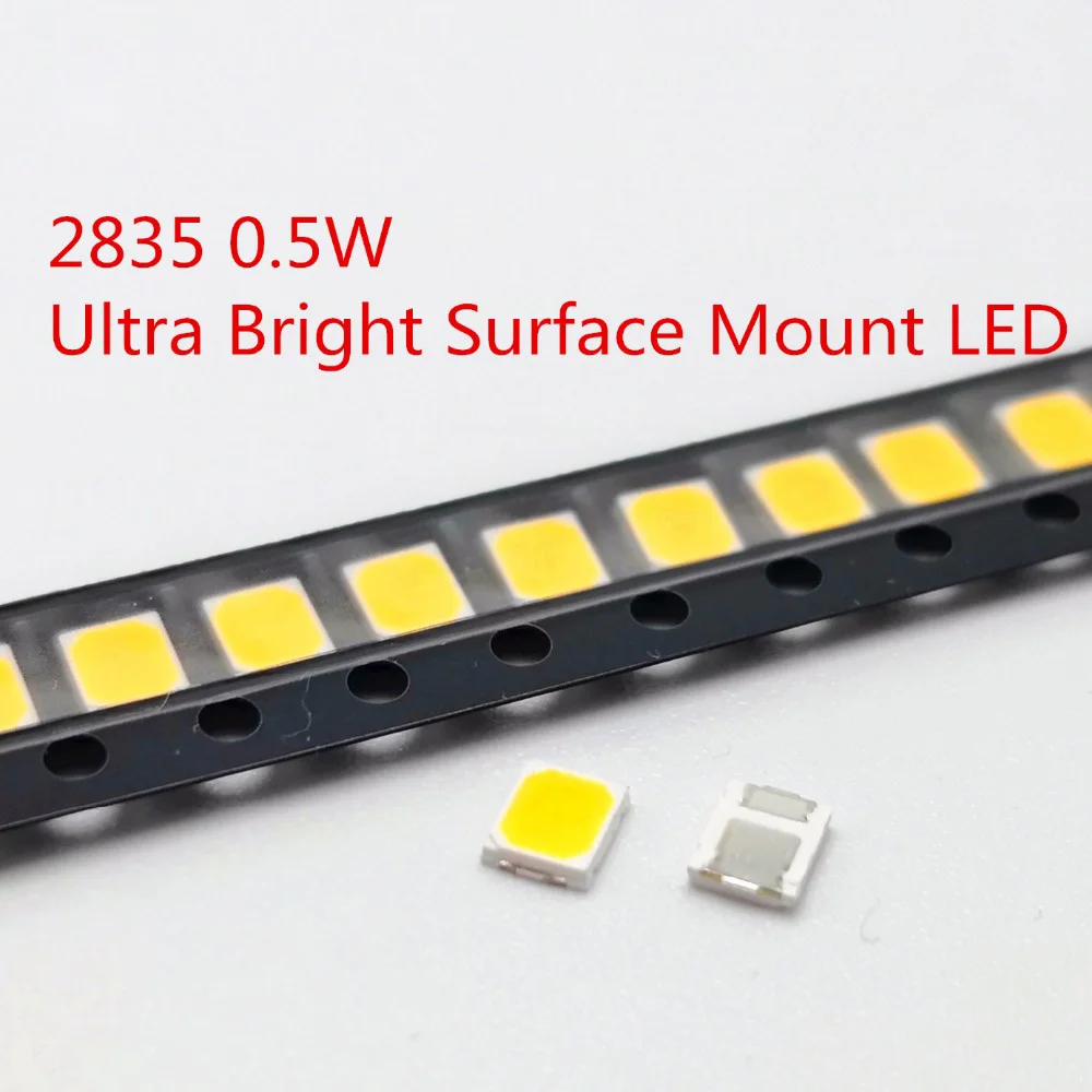 100 шт. SMD 2835 теплый белый светодиодный чип 0 5 Вт 3В 150мА 50 55лм Ультра яркое