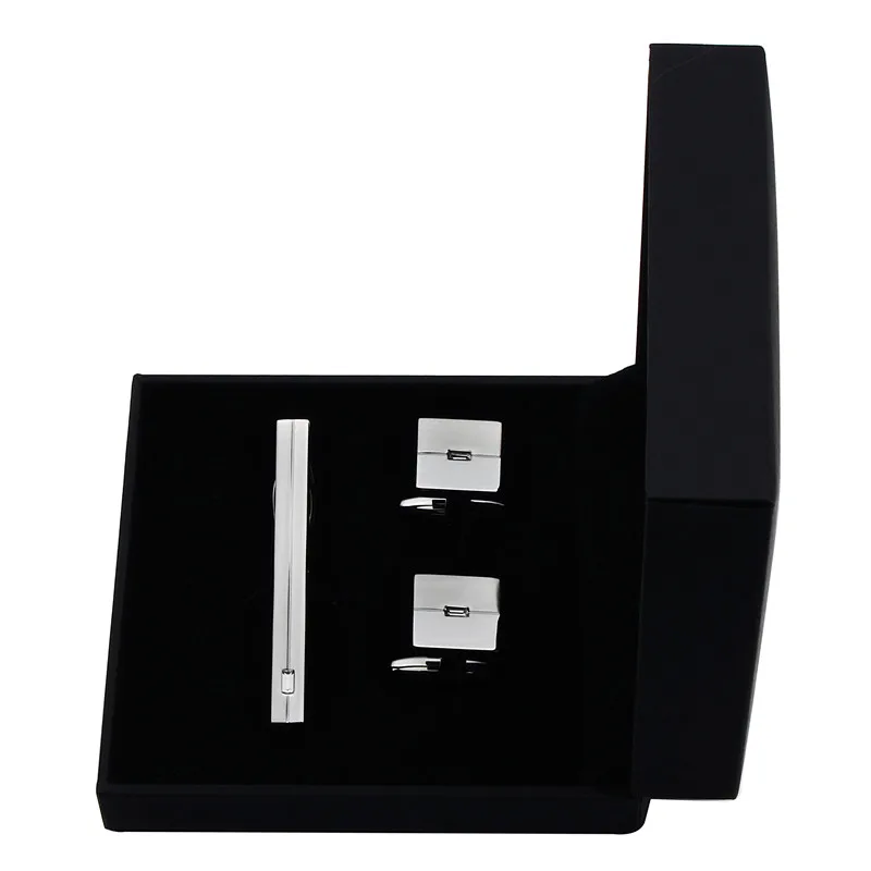 Набор мужских квадратных золотистых запонок для рубашки с кристаллами и