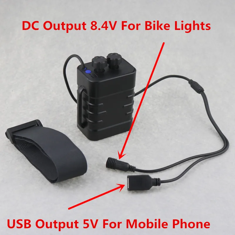 Водонепроницаемый перезаряжаемый аккумулятор 18650 чехол USB выход 5 в для мобильного телефона и DC 8,4 в для велосипедных фонарей(не включает аккумулятор