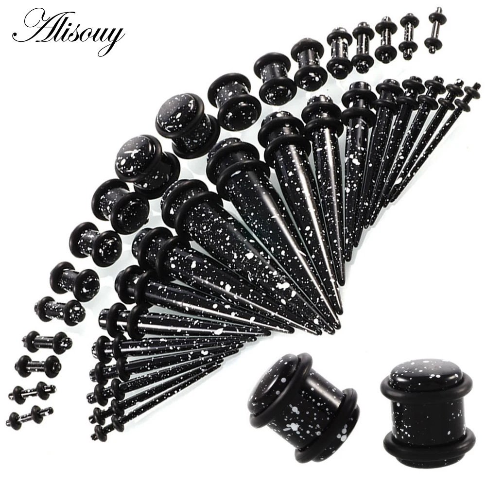 

Alisouy wholesale 36PCS Ear Tunnels Gauges Mix Size 14G-00G full sets Spot Speckle Acrylic Ear Expander Plugs Body Piercing