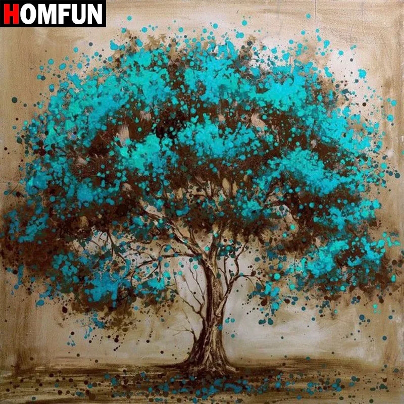 

HOMFUN Full Square/Round Drill 5D DIY Diamond Painting "Blue tree" 3D Embroidery Cross Stitch 5D Home Decor Gift BK01